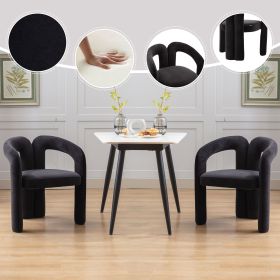 Contemporary Designed Velvet Fabric Upholstered Accent/Dining Chair /Barrel Side Chairs Kitchen Armchair for Living Room set of 2 (Black Velvet)