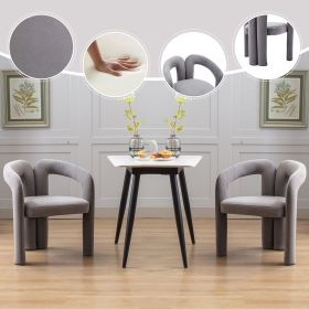 Contemporary Designed Velvet Fabric Upholstered Accent/Dining Chair /Barrel Side Chairs Kitchen Armchair for Living Room set of 2 (Gray Velvet)