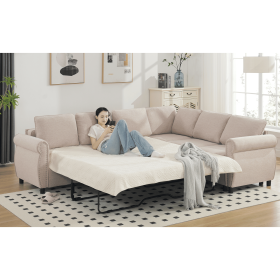 [NEW ARRIVED] [VIDEO PROVIDED]Sleeper Sofa, 2 in 1 Pull Out Couch Bed,6 seater sofa bed, L Shaped Sectional Sofa ,Riveted sofa