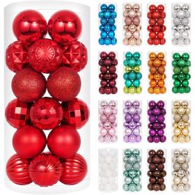 Red Christmas Ball Ornaments 24 Pcs, 1.57 Inch Shatterproof Plastic Hanging Balls For Christmas Tree, Home And Holiday Party Decor (Option: red)