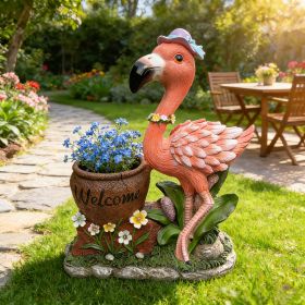 Sculpture Flamingo Flower Pot Planter - Unique Yard Statue Decoration, Interesting Law Outdoor Ornament (Option: Pink)
