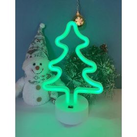 Christmas Tree LED Neon Sign, USB & Battery Powered Acrylic Light (Option: Green)