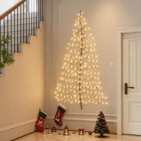 6FT Lighted Brown Wall Tree With 180 Warm White LED Lights (Option: GOLG)
