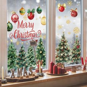 9-Sheet Christmas Window Clings, Watercolor Tree, Snowflake & Ornament Decals (Option: Green)