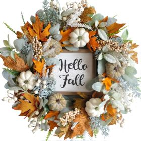 20 INCH Harvest Fall Wreath For Front Door,Pumpkins Berries Autumn Wreaths (Option: Pumpkin Wreath)