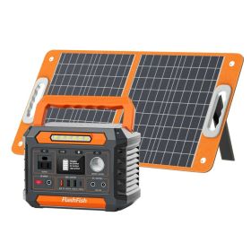 Portable Power Station 300W&Foldable Solar Panel, Li-Ion Battery Bank With AC/USB/DC Outputs, 230.88Wh Solar Generator For Camping with18V/60W Po (Option: 300W Power Station With 60W Solar Panel)