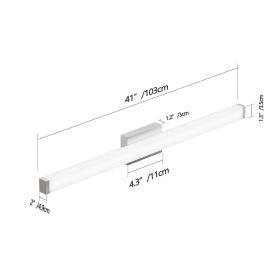Bathroom Vanity Light Brushed Nickel Square LED 41 Inch 24W 6000K Cool White Light Wall Bar Lighting Fixtures Over Mirror -Brushed Nickel, 41in (Option: 41inch 24W)