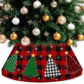 Buffalo Plaid Velvet Christmas Tree Collar, 15 25.6 Base Cover (Option: red)