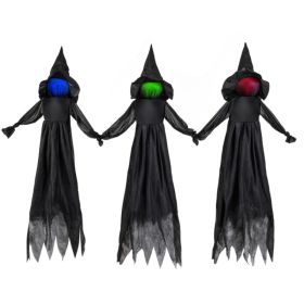 Outdoor Halloween Witch Decoration With LED Lighted Face (Option: Black)