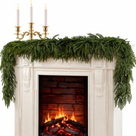 6FT Real Touch Norfolk Pine Christmas Garland, Flexible Mantel Decor (Option: Green)