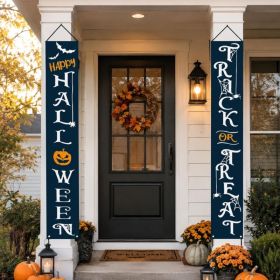 Halloween Porch Door Banner Decorations, Halloween Front Door Decor Sign (Option: Orange White)