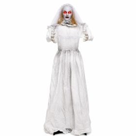 5.7 Ft Animated Halloween Ghost Bride Decoration With Turning Head (Option: White)