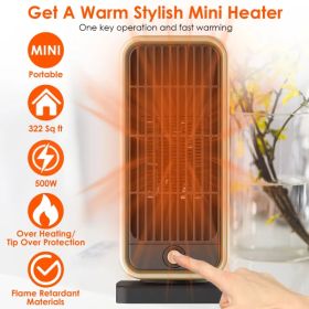 Indoor Portable Ceramic Space Heater, PTC Heating Tech, Overheat & Tip-Over Auto Shut-Off, Lightweight Desktop Heater for Home, Bedroom and Offic (Option: As Pic)