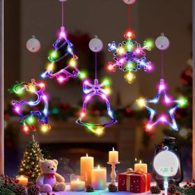 Christmas Decorations, 5 Pack Rechargeable Christmas Window Lights Christmas Window Decorations, USB C Rechargeable, Multicolor, 8 Flashing Modes (Option: Multicolor)