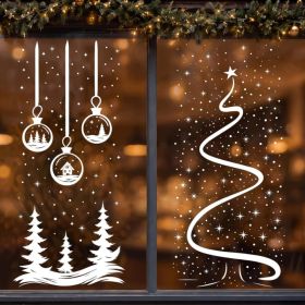 2 Sheets Christmas Window Clings Extra Large Christmas Tree Decals (Option: White)