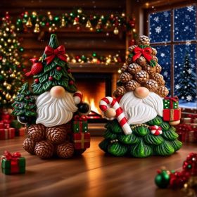 Christmas Gnomes Decorations Set Of 2 Resin Christmas Gnomes Figurines (Option: Green)
