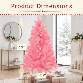 Prelit Christmas Tree, Realistic Spruce, With Metal Stand (Option: Pink 4.5FT)