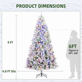 Pre-lit Flocked Artificial Christmas Tree With Premium Lights (Option: 9FT)