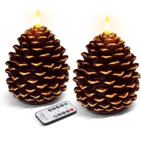 Pine Cone Flameless Candles With 2 To 8 Hour Timer, Battery Operated,2 Pcs (Option: Brown2PCS)