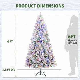 Pre-lit Flocked Artificial Christmas Tree With Premium Lights (Option: 6FT)