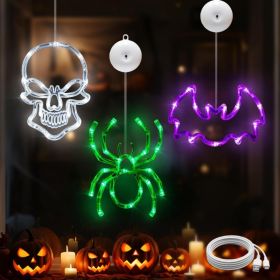 3 Pack Halloween Window Lights,2026 Upgrade Halloween Decorations (Option: Skull Head Spider and Bat)