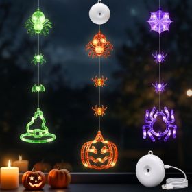 3 Pack Halloween Window Lights, Upgrade Halloween Decorations (Option: Pumpkin Spider and Witch Hat)