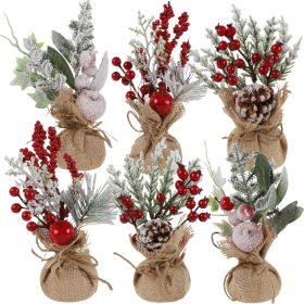 6Pcs Mini Christmas Trees, Tabletop Holiday Centerpiece Decorations (Option: red)