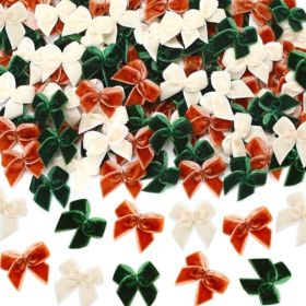 180Pcs Christmas Mini Bows, Velvet Small Bow Xmas Green Beige Khaki Tiny Bows For DIY Crafts Gift Wrapping Hair Accessories Christmas Tree Decora (Option: 180Pcs)