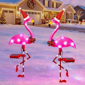 2Pcs Solar Flamingo Garden Lights, Waterproof Outdoor Lawn Decor (Option: Pink)