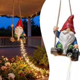 Solar Swing Gnome Garden Decor, Hanging Light Gift (Option: red)