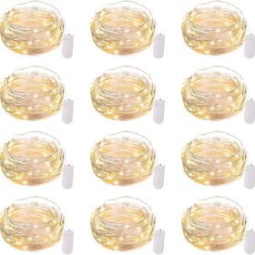 12 Pack 7ft Battery Operated LED Fairy Lights For Xmas Decoration (Option: Yellow)