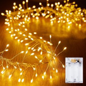 Fairy Lights Battery Operated, 10Ft 120 LED Firecracker String Lights, Waterproof Starry Firefly Ligh (Option: Yellow)
