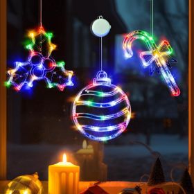 3 Pack Multicolor Christmas Window Lights, Ball, Holly & Candy Cane (Option: MULTI)