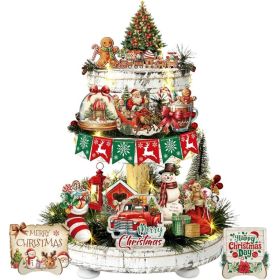 24-Piece Christmas Tiered Tray Decor Set, Wooden 3D Farmhouse Signs (Option: red)