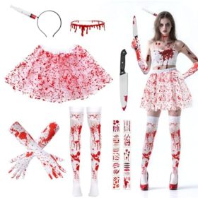 16 Pcs Halloween Tutu Skirt Costume Accessories Set, Halloween Party Accessories For Woman Include Tutu Skirt Stocking Gloves Syringe Headband Bl (Option: 16 Pcs)