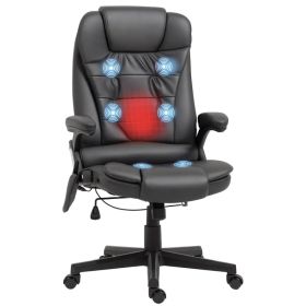 Office Chair Heated Ergonomic Massage Swivel Vibrating High Back Faux Leather Executive Chair Office (Brown) (Option: BROWN)
