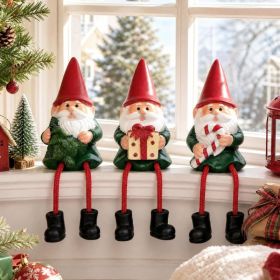 Christmas  Gnome Decorations, Shelf Sitter Figurines With Dangling Legs ,3Pcs Christmas (Option: red)