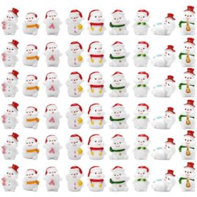 45Pcs Christmas Mini Resin Snowman 9 Styles Mini Figuriness With Hat Xmas Miniature Snowman For Festival DIY Village Garden Decoration (Option: 45Pcs)