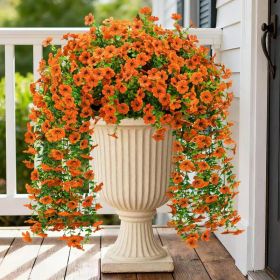 Artificial Fall Mums 2 Units, Orange Faux Hanging Flowers For Outdoor Porch, Patio, Balcony And Autumn Decor (Option: MULTI)