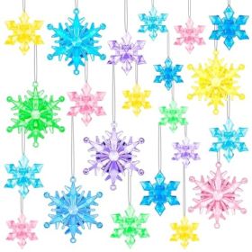 60PcsChristmas Winter Snowflake Ornaments Winter SnowflakeHanging Snowflake Ornaments For Tree, Crystal Pendants With Rope, For Holiday Party DIY (Option: 60Pcs)