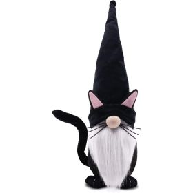 13.5-Inch Black Cat Gnome Plush, Handmade Scandinavian Tomte Decor (Option: Black)
