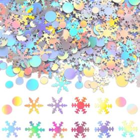 Laser Silver Snowflake Confetti, Winter Snowflake Glitter Confetti Sequins Christmas Table Confettis Scatter Decorations For Xmas Themed Winter W (Option: default title)
