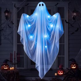 Halloween Hanging Ghost Decor With Blue LED Lights 47 Inch Light Up Ghost For Yard Porch Outdoor Party Decoration (Option: Blue Ghost)