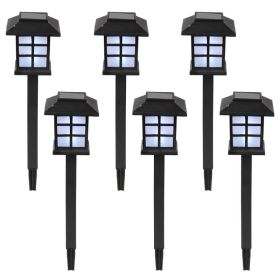 Free shipping 6pcs White LED Solar Lantern Torch Light Garden Landscape Lighting YJ (Option: 6Pcs)
