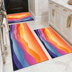 Three-piece kitchen rug set, non-slip and washable, abstract pattern kitchen hallway rug, soft and comfortable, suitable for sinks, floors, entra (Main Material: Polyester, Main Color: White)