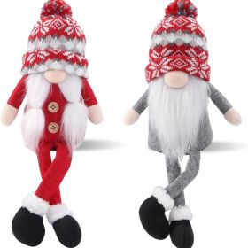 Christmas Gnomes Decorations 2 Pack Handmade Elf Santa Tomte Swedish Gnome Scandinavian Figurine Nordic Gnome Christmas Table Home Ornaments For (Option: red)