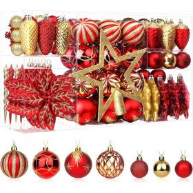 106 PCS Christmas Ball Ornaments For Christmas Tree Decorations (Option: red)