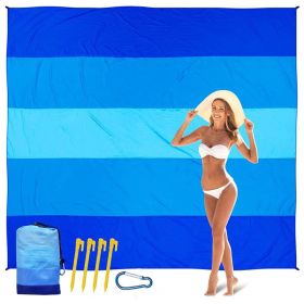 Extra Large Sandproof Waterproof Beach Blanket, Lightweight Nylon Outdoor Sand Free Mat With Stakes & Carry Bag, Portable Camping Picnic Travel B (Option: Blue)