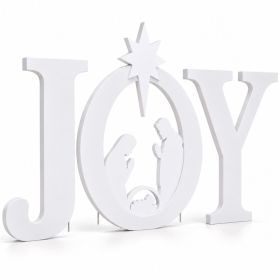 Joy Nativity Scene Outdoor Christmas Sign, Star Silhouette, 3 Piece (Option: White)
