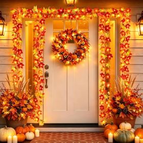 2 Pack 20Ft Maple Leaf String Lights, 40 LED Fall (Option: Orange)